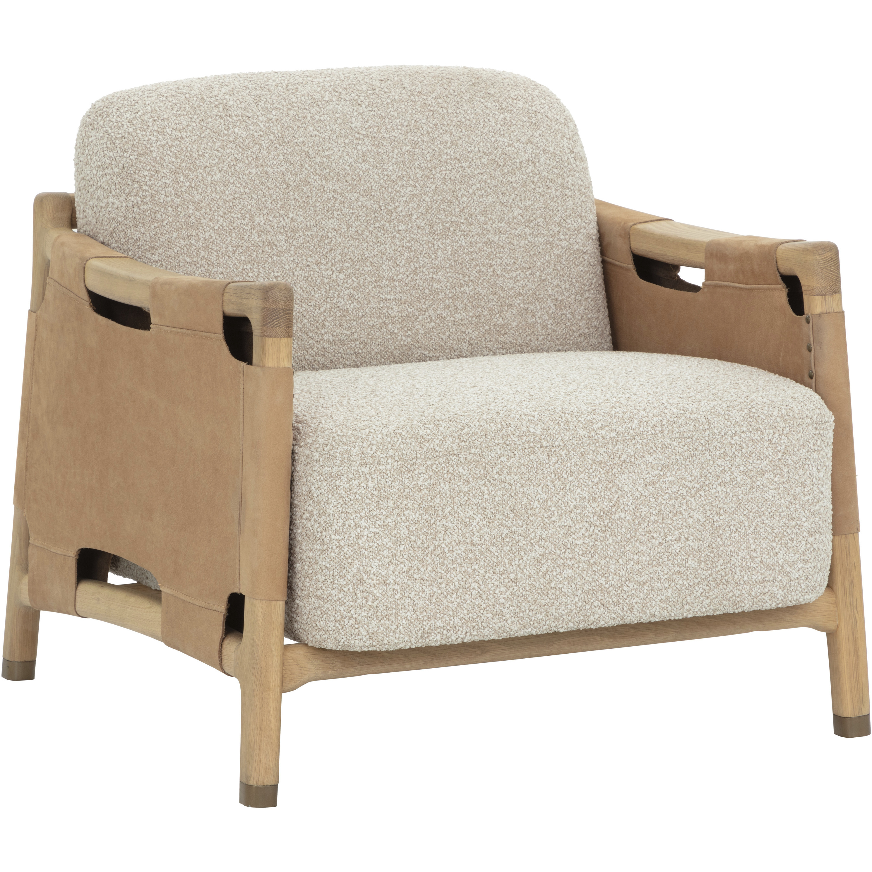 Calloway Light Oak / Santa Cruz Oatmeal / Nubuck Tan Leather Lounge Chair